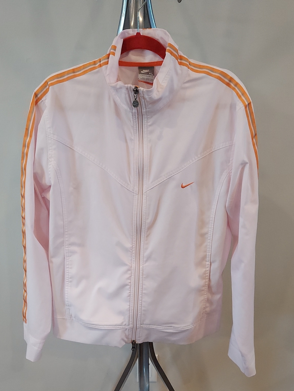 Nike Women’s Pale Pink Bomber Jacket with Orange Stripes